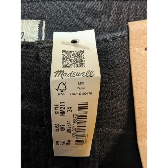 Madewell Stovepipe Jeans Womens 24 Black Denim High Rise Fitted Skinny NM217 NWT - Picture 4 of 5